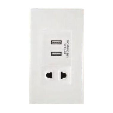 Omni WP3-WUSB/WU USB Charger Outlet and Universal Outlet in White Plate 16A (Wide Series) | Omni by KHM Megatools Corp. Omni WP3-WUSB/WU USB Charger Outlet and Universal Outlet in White Plate 16A (Wide Series) | Omni by KHM Megatools Corp.